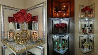 Dollar Tree DIY Lighted Corner Shelves  Glam Dollar Tree Home Decor DIY [upl. by Lyn202]