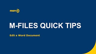 MFiles Quick Tip  Editing Word Documents [upl. by Ogilvy293]