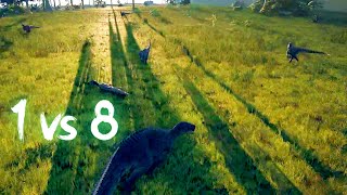 Lone Teno vs 8 Omniraptors  The Isle Evrima  Tenontosaurus Gameplay [upl. by Jaela]