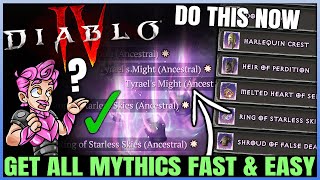 Diablo 4  Get ALL Mythic Uniques Fast amp Easy Guide  New Season 6 Mythic Unique Fast Farm Trick [upl. by Assirim]