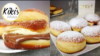 Berliner  Kreppel  Krapfen  gelingsicheres Rezept  Berliner Pfannkuchen mit Marmelade amp Nutella [upl. by Etakyram700]