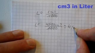 Kubikzentimeter nach Liter umrechnen  Liter in cm3 berechnen [upl. by Snilloc]