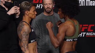 Amanda Lemos vs Angela Hill  Weighin FaceOff  UFC Fight Night Lewis vs Daukaus [upl. by Gunas]