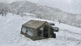 20°C winter snowstorm camping in an inflatable tent comfortable as home [upl. by Ayanet]