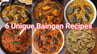 6 Different Ways to Cook Stuffed Baingan or Eggplant Recipes  6 Types Baingan Masala Sabji Recipes [upl. by Yelrebmik177]