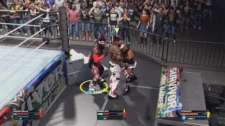 WWE 2K24  Brutal double chokeslam  Head bounces off steps [upl. by Wolfe703]