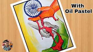 How to draw independence day drawing with oil pastel step by steprepublic day drawing easy [upl. by Namas]