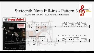 Sixteenth Note Drums Fills  Pattern 1  RD DRUMS 1 [upl. by Curzon381]