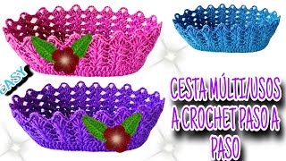 IMPRESIONANTE CestaCanasta MÚLTIUSOS a crochet FÁCILES DE VENDER 😱 [upl. by Airual392]