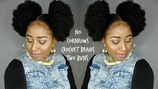 NO CORNROWS CROCHET BRAIDS  DOUBLE BUN [upl. by Eimorej]