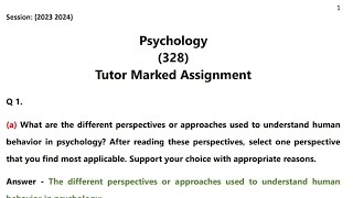 Nios Class 12th Psychology 328 Solved TMA Solution Session October 2024 [upl. by Anirtac903]