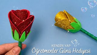 Eva Kağıdından Gül Yapımı  Öğretmenler Günü Hediyesi Yapımı  KENDİN YAP [upl. by Klepac]