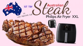 4 AUSTRALIAN STEAK in Philips AirFryer XXL Avance  POWER Airfried grilled salt amp pepper [upl. by Karlotta]