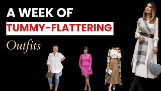 Style Tips On How To Dress amp Flatter A Large Tummy  Flattering Outfit Ideas for Women with a Tummy [upl. by Nomed]