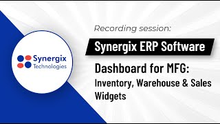 ERP Dashboard for Manufacturing Inventory Warehouse amp Sales Widgets  Synergix Technologies [upl. by Torie]