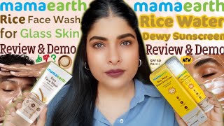 Mamaearth Rice Water Dewy Sunscreen Review  Mamaearth Rice Facewash Review  Antima Dubey Samaa [upl. by Ahsien]