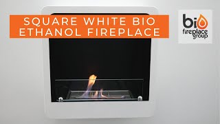 White Squared Wall Mounted Bioethanol Fireplace Installation  Bio Fireplace Group [upl. by Dyan]