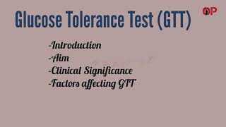 Glucose Tolerance TestGTT introductionaimclinical significancefactors affecting GTT [upl. by Idoj]