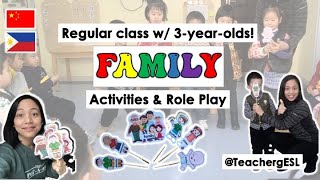 ESL Kindergarten Live Class Family Lesson  Activities amp RolePlay  Teachermom Vlog [upl. by Secilu44]