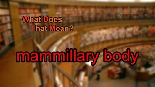 What does mammillary body mean [upl. by Ataner]