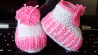 Tuto tricot chaussons facile bébé au tricotchaussons de bébé au tricot part 12 [upl. by Lilias]