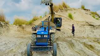 Swaraj Mahindra Sonalika Tractors Loading Sand by Jcb 3dx  Tractor Fully loaded trolley  Ep 21 [upl. by Anicul]