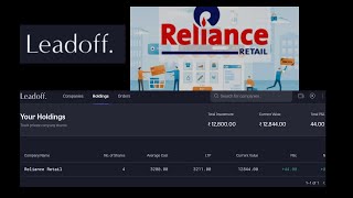 LEADOFF  Holding Reliance retail  Unlisted shares [upl. by Naynek]