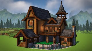 Minecraft How To Build A Simple Spruce House  Tutorial [upl. by Neelyak]