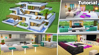 Minecraft Modern House 46 Interior Tutorial  How to Build  💡Material List in Description [upl. by Seth471]