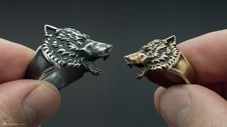 Wolf head ring Silver brass [upl. by Akir]