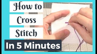 LEARN TO CROSS STITCH in 5 Minutes  How to Cross Stitch Tutorial for Beginners Flosstube [upl. by Shanly]