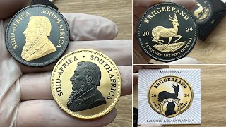 KRUGERRAND Gold Black Platinum 1 Oz Silver Coin 1 Rand South Africa 2024 [upl. by Hares]