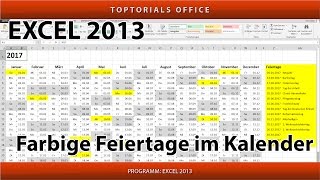 Feiertage im Kalender farbig markieren Microsoft Excel [upl. by Egroeg]