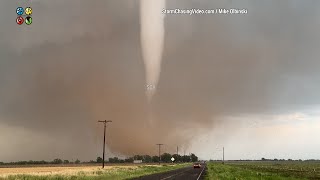 Large Destructive Tornado Throws Large Debris Into The Air Hawley TX [upl. by Nnaarat]