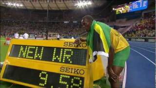 100M Berlino 2009 Usain Bolt 958 WR ITA Rai Due [upl. by Allenod247]