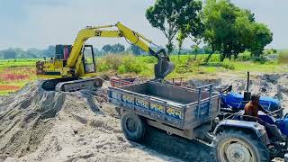 Swaraj Mahindra Sonalika Tractors Loading Sand by Jcb 3dx  Tractor Fully loaded trolley  Ep 39 [upl. by Lyrehc]