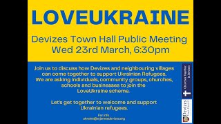 LoveUkraine Launch Event  Devizes Town Hall 230322 630pm [upl. by Ahsasal]