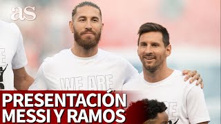 PRESENTACIÓN MESSI Y RAMOS  Discursos y saludos a la afición del PSG  Diario AS [upl. by Sternick]