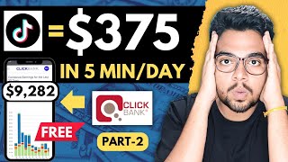 TikTok In India 375Day Using Affiliate Marketing  ClickBank  Free Method Hindi  Part2 [upl. by Notxarb]