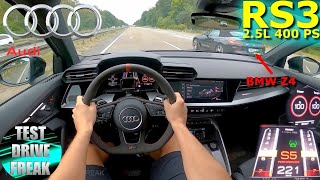 2022 Audi RS3 Sportback 400 PS TOP SPEED AUTOBAHN DRIVE POV [upl. by Orland]