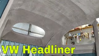 1954 oval window VW beetle headliner install  VW Beetle Restoration [upl. by Yaja]