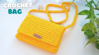 DIY Crochet Mini Sling Bag  Crochet Crossbody Bag with Moss Stitch  ViVi Berry Crochet [upl. by Aicilas]