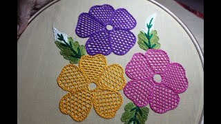 Hand Embroidery Designs  Net stitch design for cushion cover  Stitch and Flower157 [upl. by Perri]