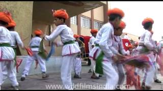 Small Rajasthani boys does dandia performance at the Jaipur Elephant Festival [upl. by Erhart]