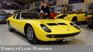 Black Forest Lamborghini Miura S Renaissance A Masterpiece in Motion  Tyrrells Classic Workshop [upl. by Ybrad]