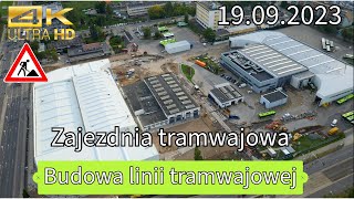 Olsztyn  Nowa zajezdnia tramwajowa 19092023 4K 60Fps [upl. by Ymmak]