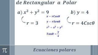 Transformación de una ecuación rectangular a polar ejemplo 1 y 2 [upl. by Nnoj]