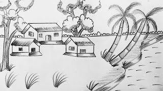 Gramer Drisso  Village Scenery  Pencil Drawing  My First Voice Video [upl. by Akelam]