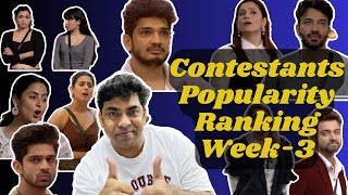 Bigg Boss 17 Contestants Popularity Ranking Week3 Munawar vs Ankita vs UK07 Rider कौन आगे [upl. by Kuehnel889]