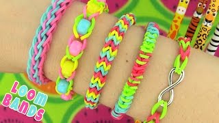 How to Make Loom Bands 5 Easy Rainbow Loom Bracelet Designs without a Loom  Rubber band Bracelets [upl. by Ecylahs439]